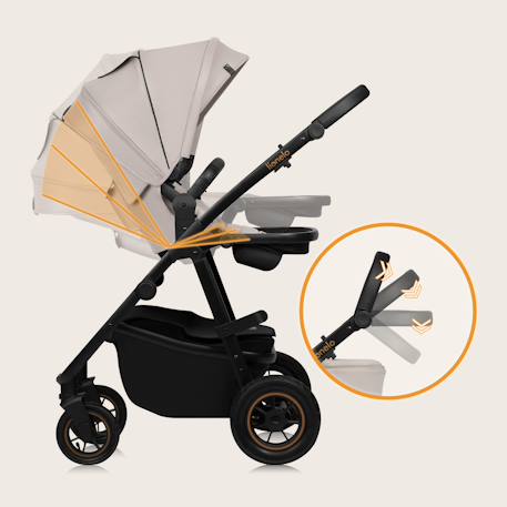 Poussette 3en1 amber plus avec nacelle, siège-auto, sac et accessoires Beige sand+Green forest+Grey graphite 4 - vertbaudet enfant 