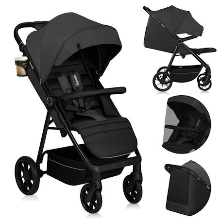 Poussette tout-terrain mira jusqu’à 22 kg avec grandes roues et assise spacieuse Black onyx+Green emerald+Grey graphite 13 - vertbaudet enfant 