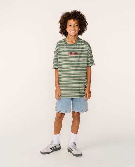 Short en jean hyped up 20' enfant Bleu délavé+Noir délavé 1 - vertbaudet enfant 