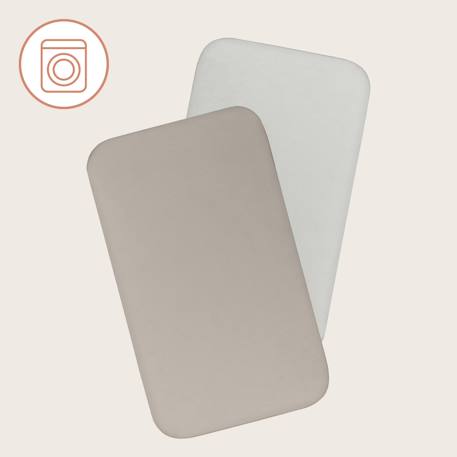 2 x draps-housses en bambou 80 x 40 cm, doux, respirants et universels Beige+Grey 6 - vertbaudet enfant 