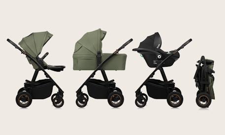 Poussette 3en1 amber plus avec nacelle, siège-auto, sac et accessoires Beige sand+Green forest+Grey graphite 8 - vertbaudet enfant 