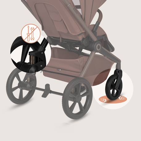 Poussette 2en1 freya avec nacelle pliable avec le châssis et accessoires Beige sand+Black onyx+Brown chocolate 16 - vertbaudet enfant 