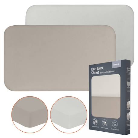 2 x draps-housses en bambou 80 x 40 cm, doux, respirants et universels Beige+Grey 1 - vertbaudet enfant 