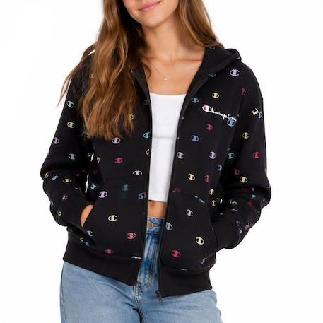Sweat fille zippé à capuche full Noir 1 - vertbaudet enfant 