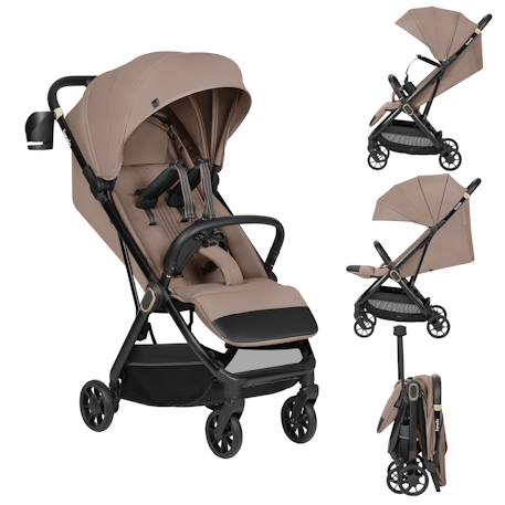 Poussette ultra-compacte bess légère avec pliage rapide, compatible avion Beige sand+Green forest+Grey stone 1 - vertbaudet enfant 