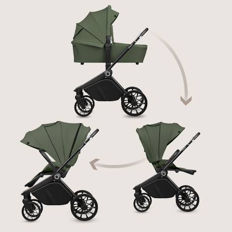 Poussette combinée 2en1 mika plus avec nacelle et accessoires Beige sand+Black onyx+Green olive+Grey stone+Mocha mousse 14 - vertbaudet enfant 