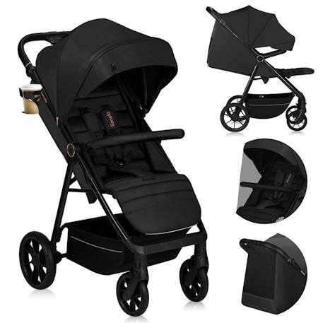 Poussette tout-terrain mira jusqu’à 22 kg avec grandes roues et assise spacieuse Black onyx+Green emerald+Grey graphite 1 - vertbaudet enfant 
