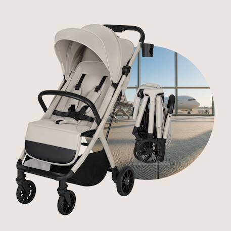 Poussette compacte cloe plus avec grandes roues, pliage automatique et ventilation Beige sand+Black onyx+Green sage 4 - vertbaudet enfant 