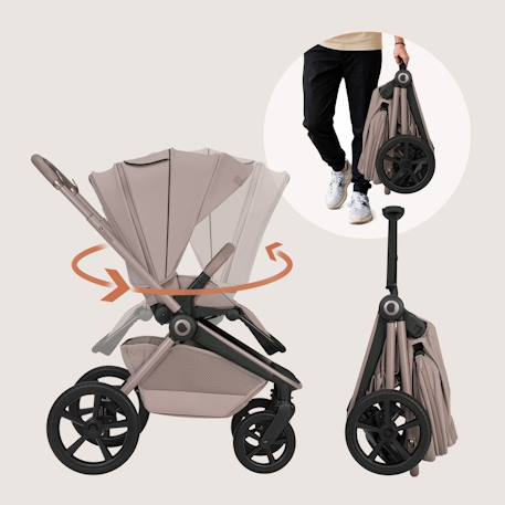 Poussette 3en1 freya avec nacelle, siège-auto et habillage pluie Beige sand+Black onyx+Brown chocolate 6 - vertbaudet enfant 