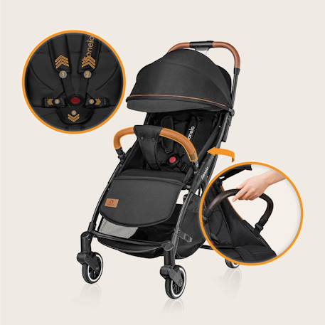 Poussette canne compacte julie one légère et pliable jusqu’à 22 kg avec accessoires Black+Stone grey 2 - vertbaudet enfant 