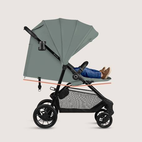 Poussette compacte emerald légère avec amortissement, pliage à une main et grand panier Beige sand+Green forest+Grey stone 8 - vertbaudet enfant 