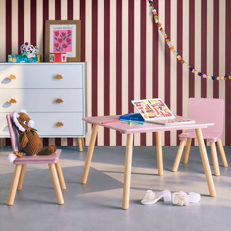 Table carrée enfant bois de pin 2 assises - judith Blanc+Jaune+Rose+Terracotta+Vert+Vert olive 15 - vertbaudet enfant 