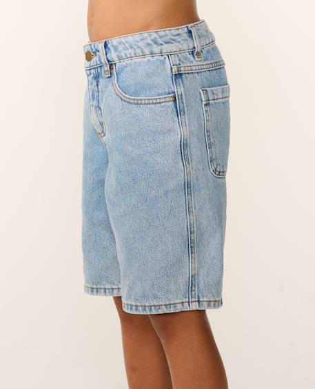 Short en jean hyped up 20' enfant Bleu délavé+Noir délavé 4 - vertbaudet enfant 