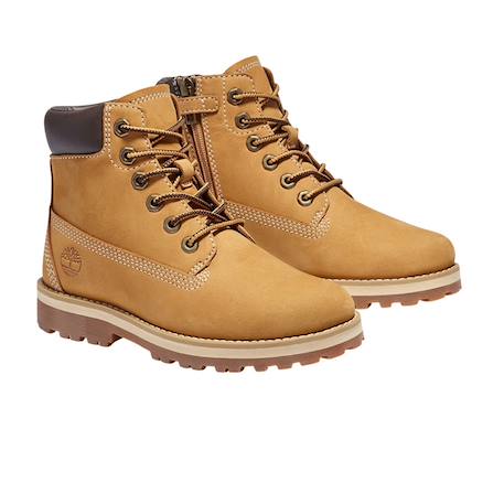 Boots garçon en cuir Jaune camel, marron 3 - vertbaudet enfant 