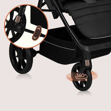 Poussette tout-terrain mira jusqu’à 22 kg avec grandes roues et assise spacieuse Black onyx+Green emerald+Grey graphite 8 - vertbaudet enfant 
