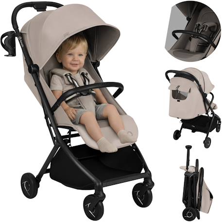Poussette ultra-compacte sia 5,9 kg compatible avion avec moustiquaire Beige sand+Beige taupe+Blue sky+Green emerald+Pink rose 1 - vertbaudet enfant 