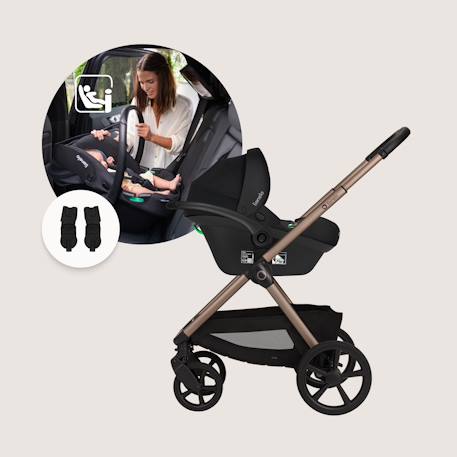 Poussette trio carmine jusqu’à 22 kg avec nacelle, siège-auto et accessoires Beige sand+Grey stone 3 - vertbaudet enfant 