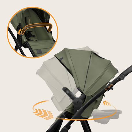 Poussette 3en1 amber plus avec nacelle, siège-auto, sac et accessoires Beige sand+Green forest+Grey graphite 11 - vertbaudet enfant 