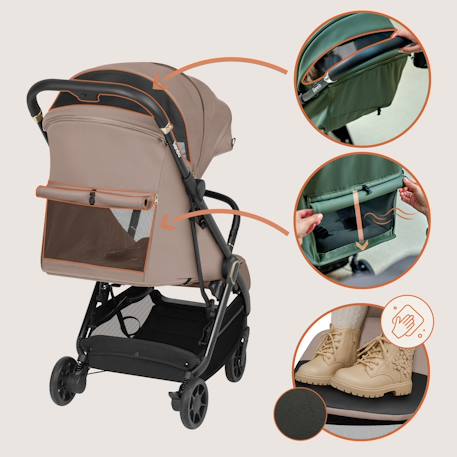 Poussette ultra-compacte bess légère avec pliage rapide, compatible avion Beige sand+Green forest+Grey stone 6 - vertbaudet enfant 