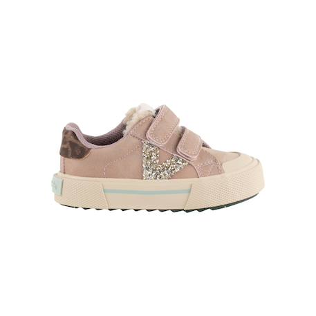 Baskets fille basses à scratch Kaki+Nude 6 - vertbaudet enfant 