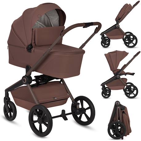 Poussette 2en1 freya avec nacelle pliable avec le châssis et accessoires Beige sand+Black onyx+Brown chocolate 13 - vertbaudet enfant 