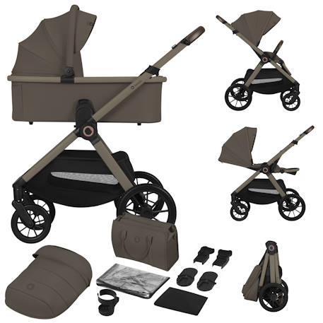 Poussette 2en1 layla jusqu’à 22 kg avec nacelle et accessoires Beige sand+Beige taupe+Black onyx+Green forest 7 - vertbaudet enfant 