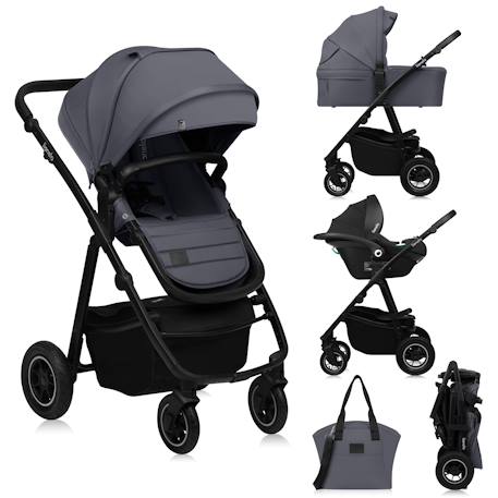 Poussette 3en1 amber plus avec nacelle, siège-auto, sac et accessoires Beige sand+Green forest+Grey graphite 13 - vertbaudet enfant 