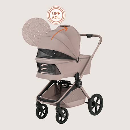 Poussette 2en1 freya avec nacelle pliable avec le châssis et accessoires Beige sand+Black onyx+Brown chocolate 3 - vertbaudet enfant 