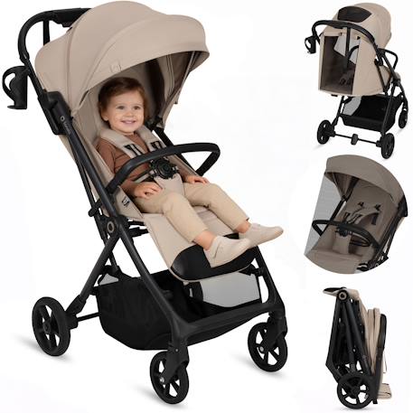 Poussette tout-terrain tansi légère avec roues graveltech, amortissement et pliage à une main Beige sand+Beige taupe+Black onyx+Green emerald 1 - vertbaudet enfant 