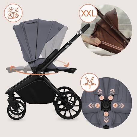 Poussette canne compacte mika plus légère et pliable jusqu’à 22 kg avec accessoires Beige sand+Grey stone+Mocha mousse 9 - vertbaudet enfant 