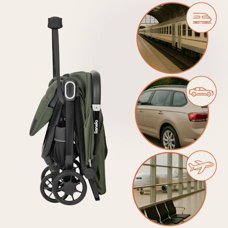 Poussette ultra-compacte bess légère avec pliage rapide, compatible avion Beige sand+Green forest+Grey stone 9 - vertbaudet enfant 