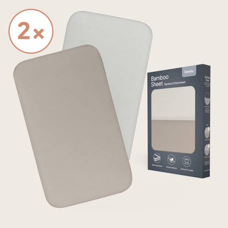 2 x draps-housses en bambou 80 x 40 cm, doux, respirants et universels Beige+Grey 5 - vertbaudet enfant 