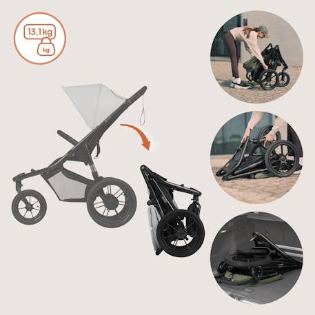 Poussette tout-terrain azura jusqu’à 22 kg avec frein double et habillage pluie Black onyx+Green forest+Grey stone 15 - vertbaudet enfant 