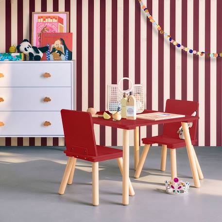 Table carrée enfant bois de pin 2 assises - judith Blanc+Jaune+Rose+Terracotta+Vert+Vert olive 21 - vertbaudet enfant 