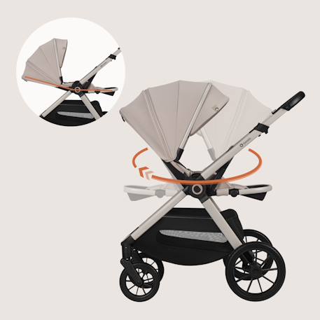 Poussette 2en1 layla jusqu’à 22 kg avec nacelle et accessoires Beige sand+Beige taupe+Black onyx+Green forest 3 - vertbaudet enfant 
