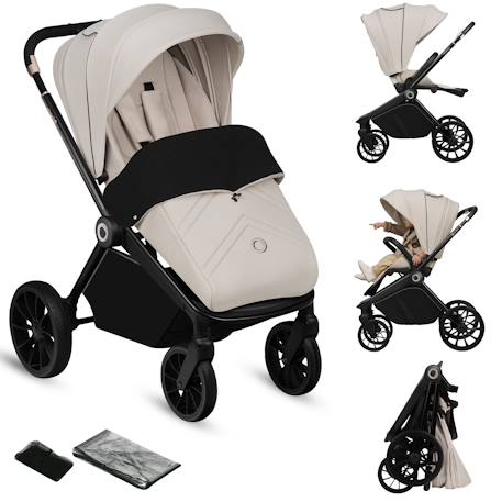 Poussette canne compacte mika plus légère et pliable jusqu’à 22 kg avec accessoires Beige sand+Grey stone+Mocha mousse 1 - vertbaudet enfant 
