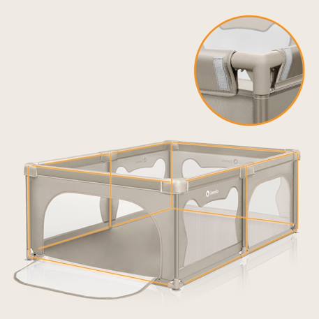 Parc bébé willow avec pliage rapide, 2 entrées latérales, parois en maille et sac de transport Beige sand+Grey concrete 4 - vertbaudet enfant 