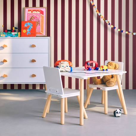 Table carrée enfant bois de pin 2 assises - judith Blanc+Jaune+Rose+Terracotta+Vert+Vert olive 4 - vertbaudet enfant 