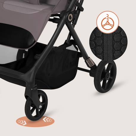Poussette tout-terrain tansi légère avec roues graveltech, amortissement et pliage à une main Beige sand+Beige taupe+Black onyx+Green emerald 8 - vertbaudet enfant 