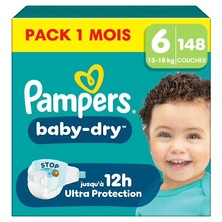 148 couches baby-dry, taille 6, 13-18 kg Blanc 1 - vertbaudet enfant 