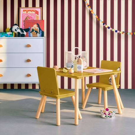 Table carrée enfant bois de pin 2 assises - judith Blanc+Jaune+Rose+Terracotta+Vert+Vert olive 7 - vertbaudet enfant 