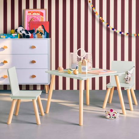 Table carrée enfant bois de pin 2 assises - judith Blanc+Jaune+Rose+Terracotta+Vert+Vert olive 25 - vertbaudet enfant 