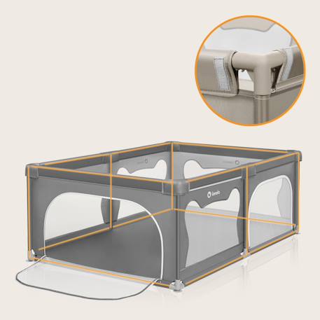 Parc bébé willow avec pliage rapide, 2 entrées latérales, parois en maille et sac de transport Beige sand+Grey concrete 10 - vertbaudet enfant 