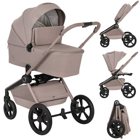 Poussette 2en1 freya avec nacelle pliable avec le châssis et accessoires Beige sand+Black onyx+Brown chocolate 1 - vertbaudet enfant 