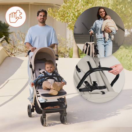 Poussette compacte cloe plus avec grandes roues, pliage automatique et ventilation Beige sand+Black onyx+Green sage 6 - vertbaudet enfant 