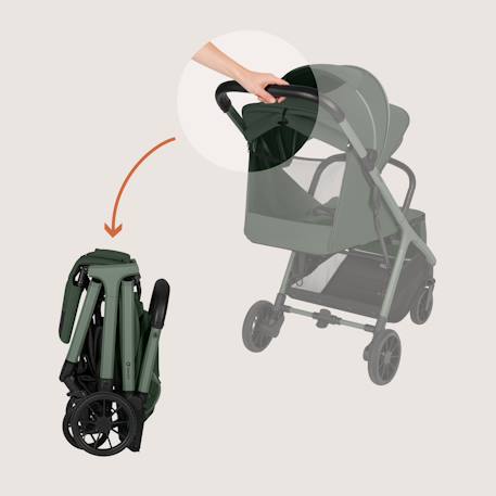 Poussette compacte cloe plus avec grandes roues, pliage automatique et ventilation Beige sand+Black onyx+Green sage 14 - vertbaudet enfant 