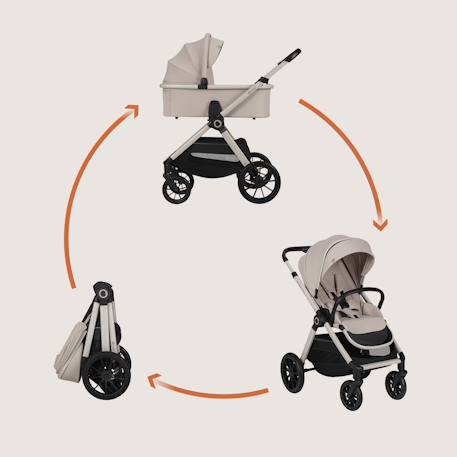 Poussette 2en1 layla jusqu’à 22 kg avec nacelle et accessoires Beige sand+Beige taupe+Black onyx+Green forest 2 - vertbaudet enfant 