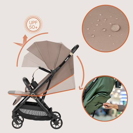 Poussette ultra-compacte bess légère avec pliage rapide, compatible avion Beige sand+Green forest+Grey stone 5 - vertbaudet enfant 