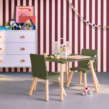 Table carrée enfant bois de pin 2 assises - judith Blanc+Jaune+Rose+Terracotta+Vert+Vert olive 31 - vertbaudet enfant 