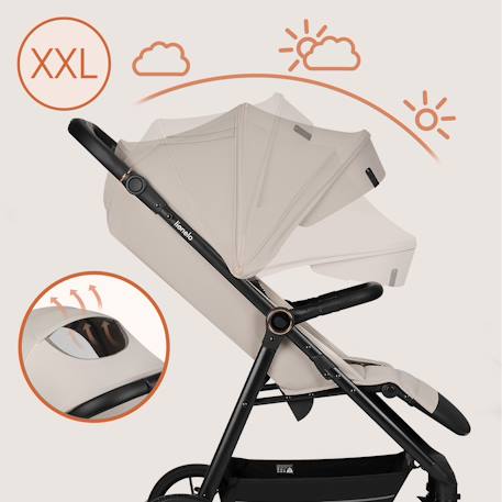 Poussette tout-terrain iva jusqu’à 22 kg avec matériaux premium et assise spacieuse Beige sand+Green forest+Grey graphite 3 - vertbaudet enfant 